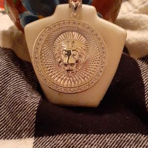 .925 Sterling Silver Lion Face Pendant